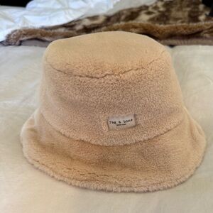 Rag & Bone Beige womens Fuzzy Bucket Hat